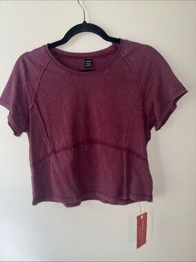 SHEIN Boho Feels Maroon Short Sleeve Cropped Crew Top